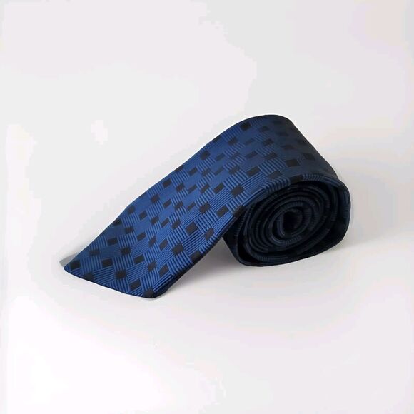 Robert Talbott 100% Silk Necktie Handsewn Dark Blue Black Estate Designer Sharp